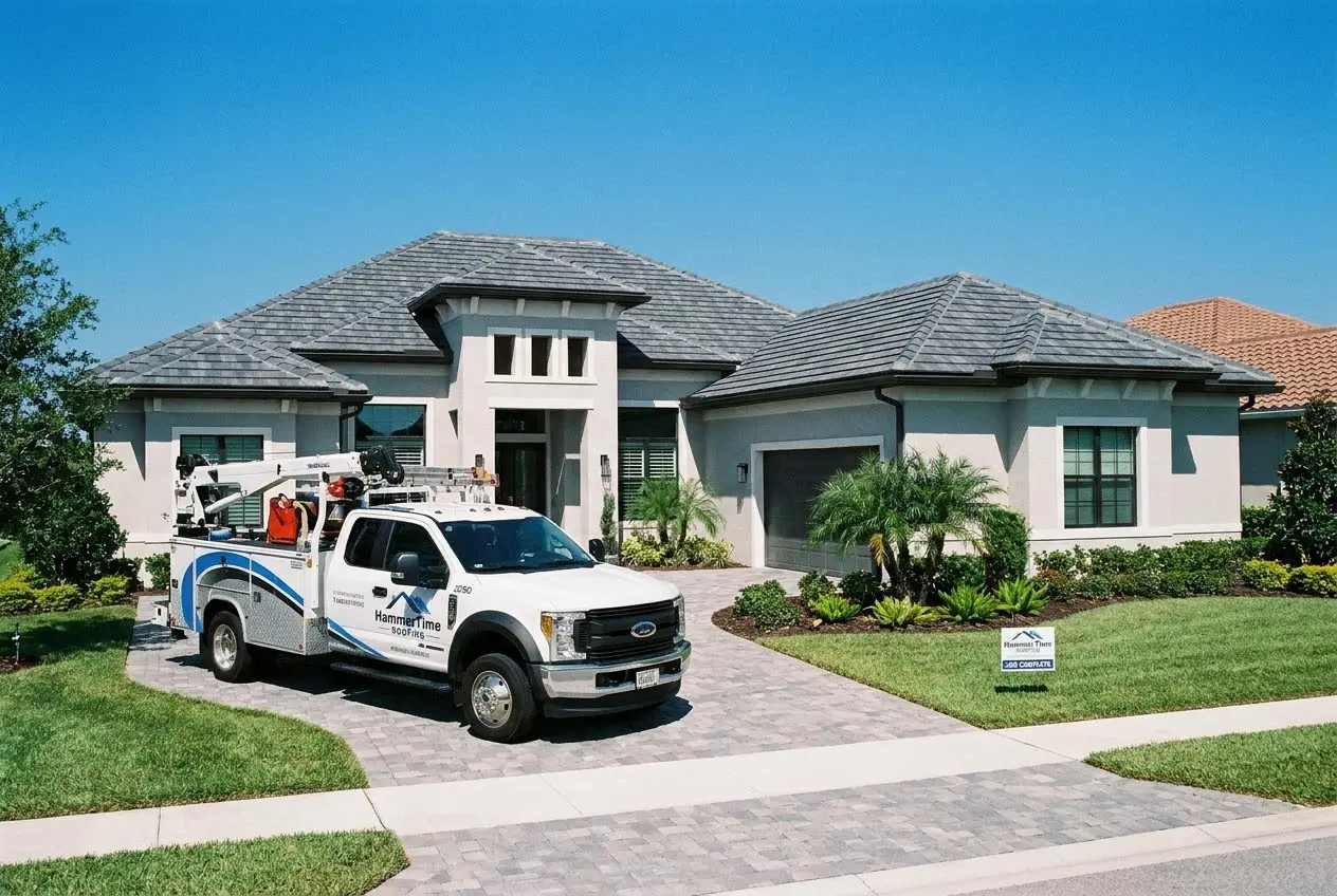Completed luxury home roof by Apex Roofing Inc.
